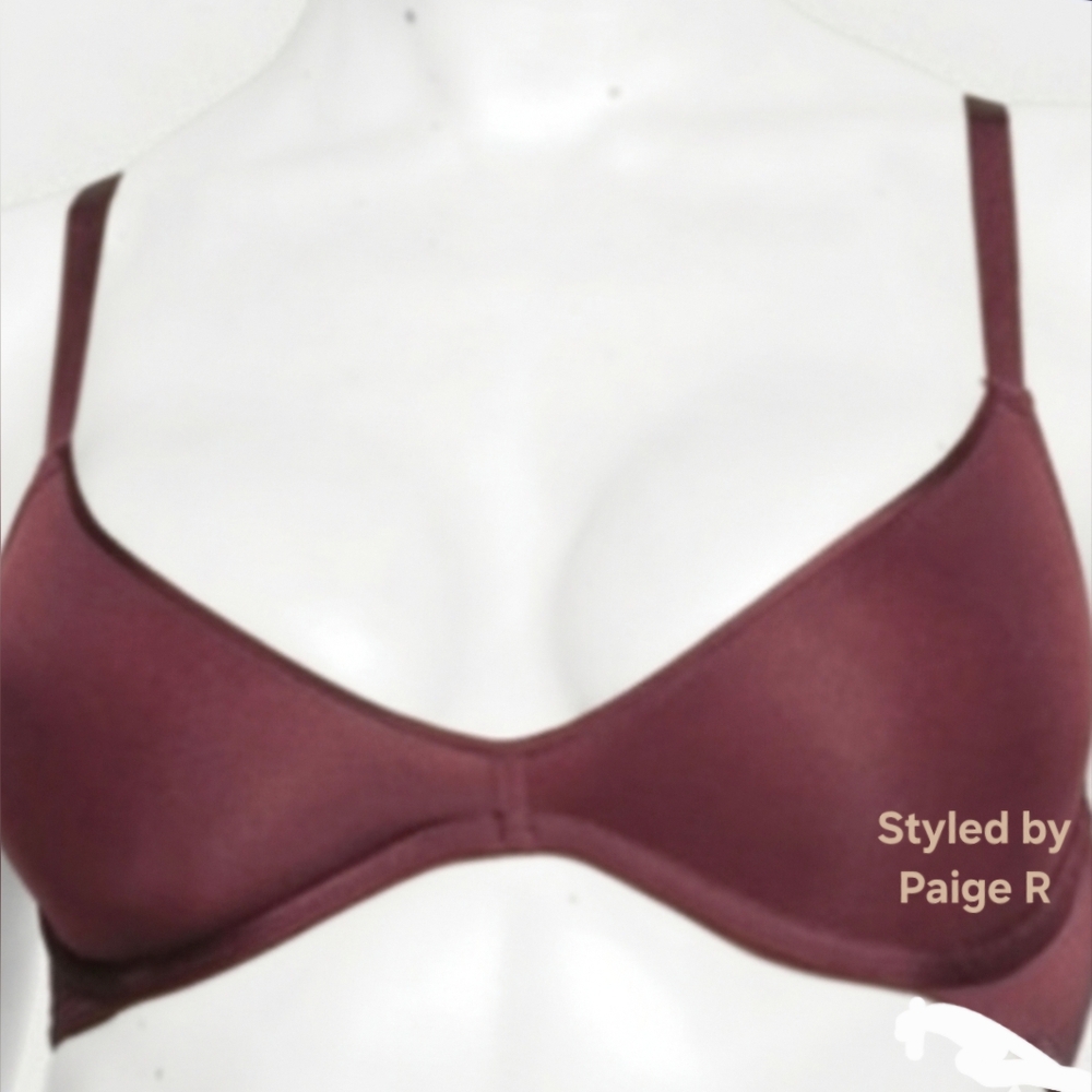 💕NWT SKIMS Weightless Scoop Underwire Unlined Plunge Bra Burgandy WINE 38DD 38E